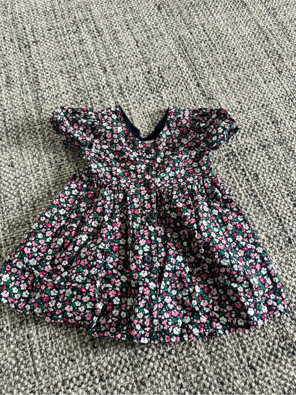 Janie and Jack Navy Floral Dress with Pink and Green Flowers
